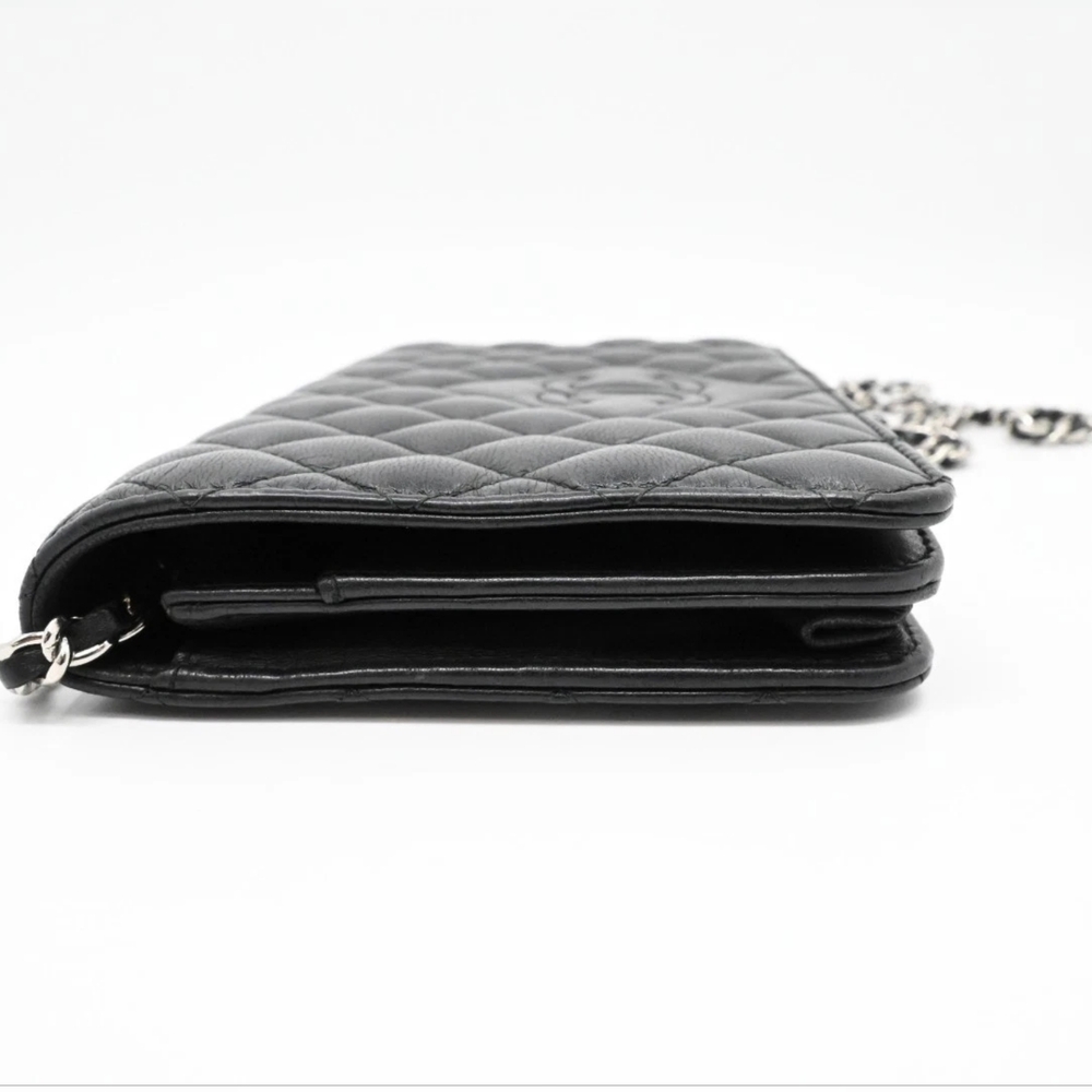 Chanel Quilted Lambskin Leather Diamond CC WOC Clutch Bag Silver Hardware - Picture 8 of 16
